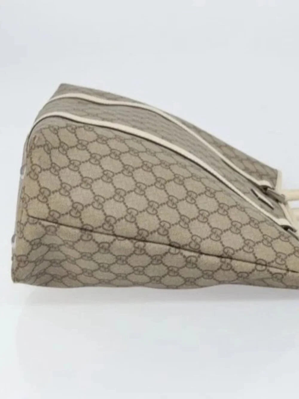 Gucci Beige Monogram Canvas Tote with Cream Leather Trim